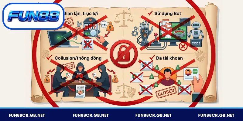 Các hành vi vi phạm bị nghiêm cấm tại FUN88