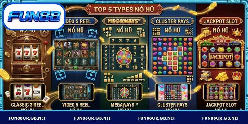 Nổ Hũ FUN88 - Hình Thức Giải Trí Tiềm Năng, Đa Dạng 3 Các loại nổ hũ FUN88 được yêu thích