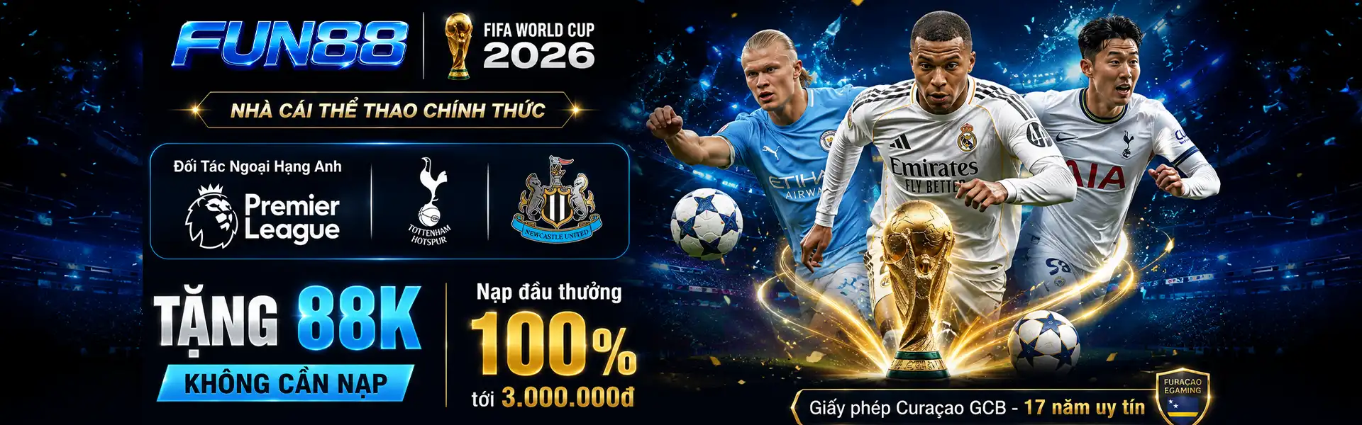 FUN88 nhà cái thể thao chính thức tặng 88K đối tác Ngoại Hạng Anh