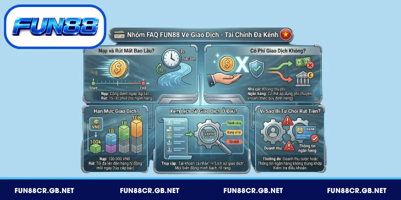 Giải đáp FAQ FUN88 về nạp rút tiền và hạn mức giao dịch